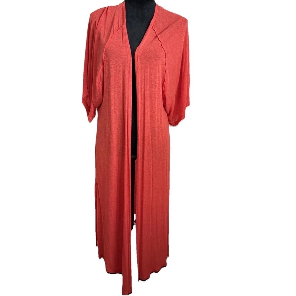 Kimono Coatigan Womens M Long Open Front Lightweight Duster Resort Office Casual